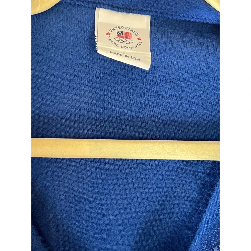 Vintage USA Olympic‎ Fleece Vest Blue Zip Front Embroidered Rings USA